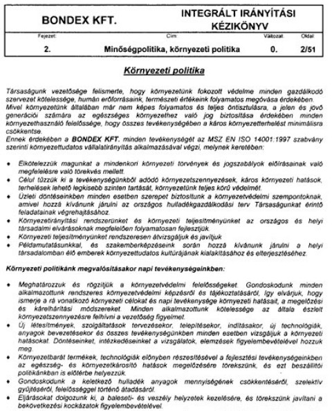 bondex kft kornyezetvedelmi politika